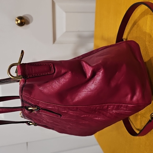 Coach Madison Burgundy Gathered Leather Satchel Bag W/Crossbody Strap NWOT - Picture 7 of 15